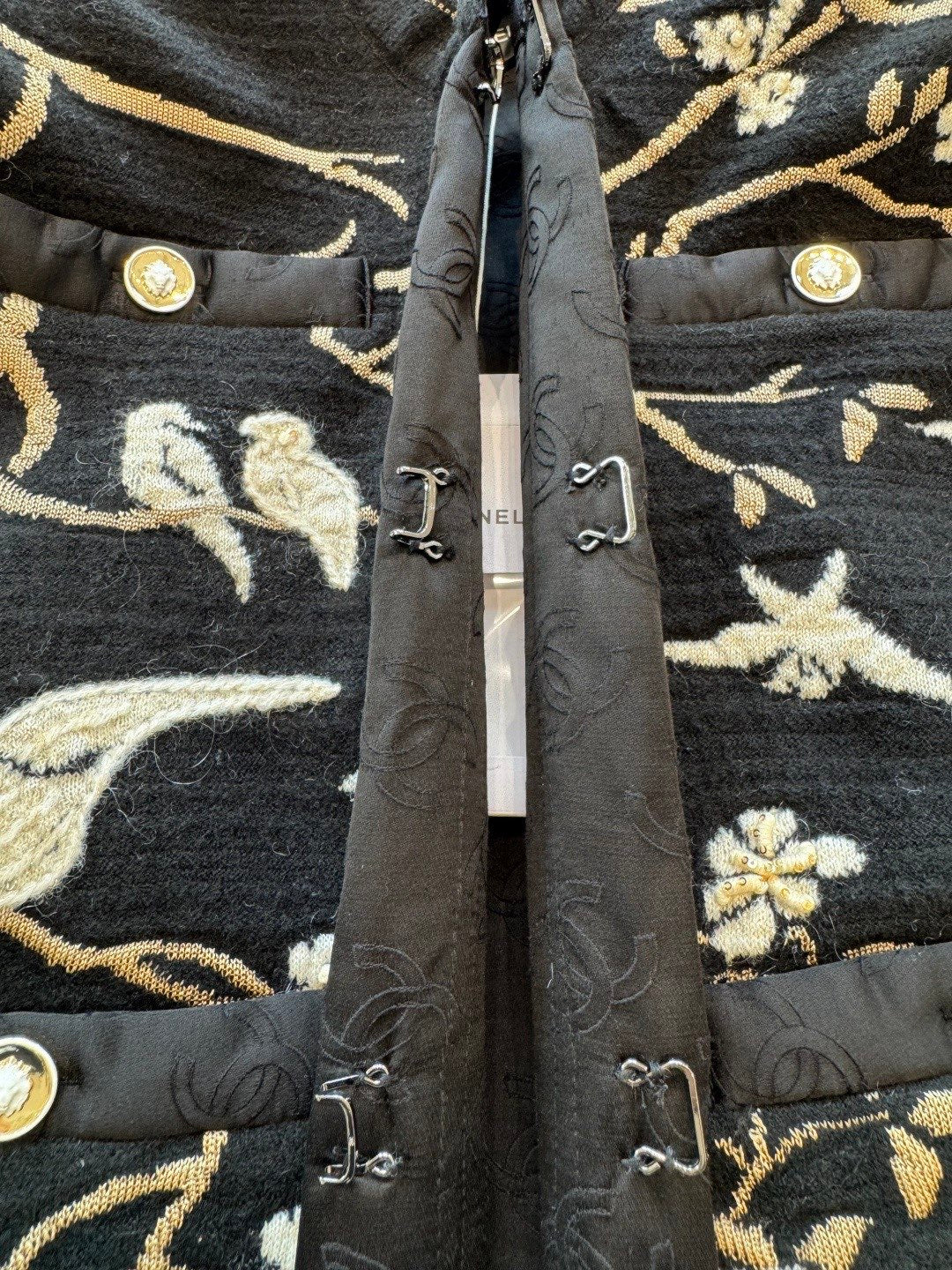 CC Métiers d'Art Embroidered Jacket Black Gold Wool 412372