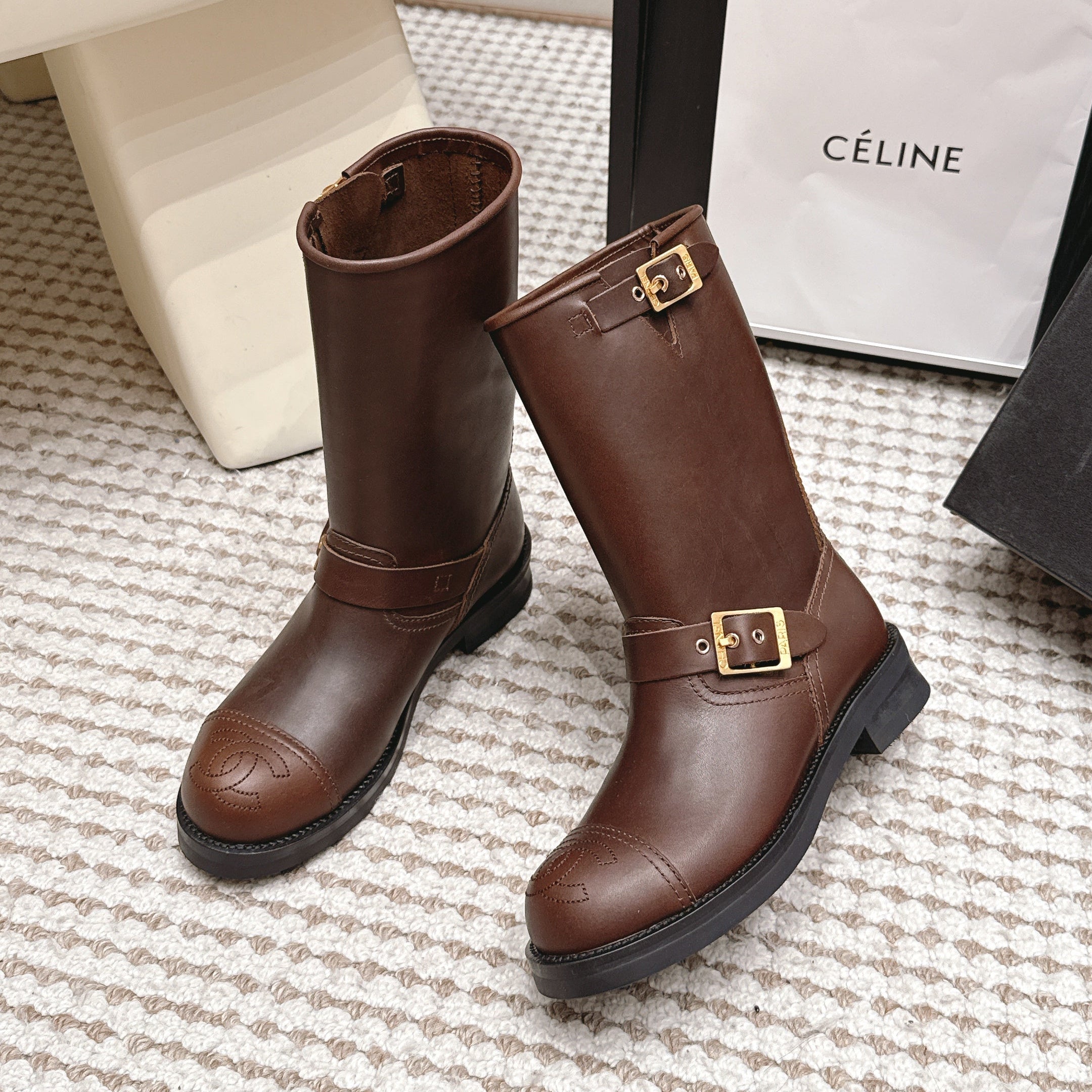 CC 26 Vintage Engineer Boots Brown Leather 930518
