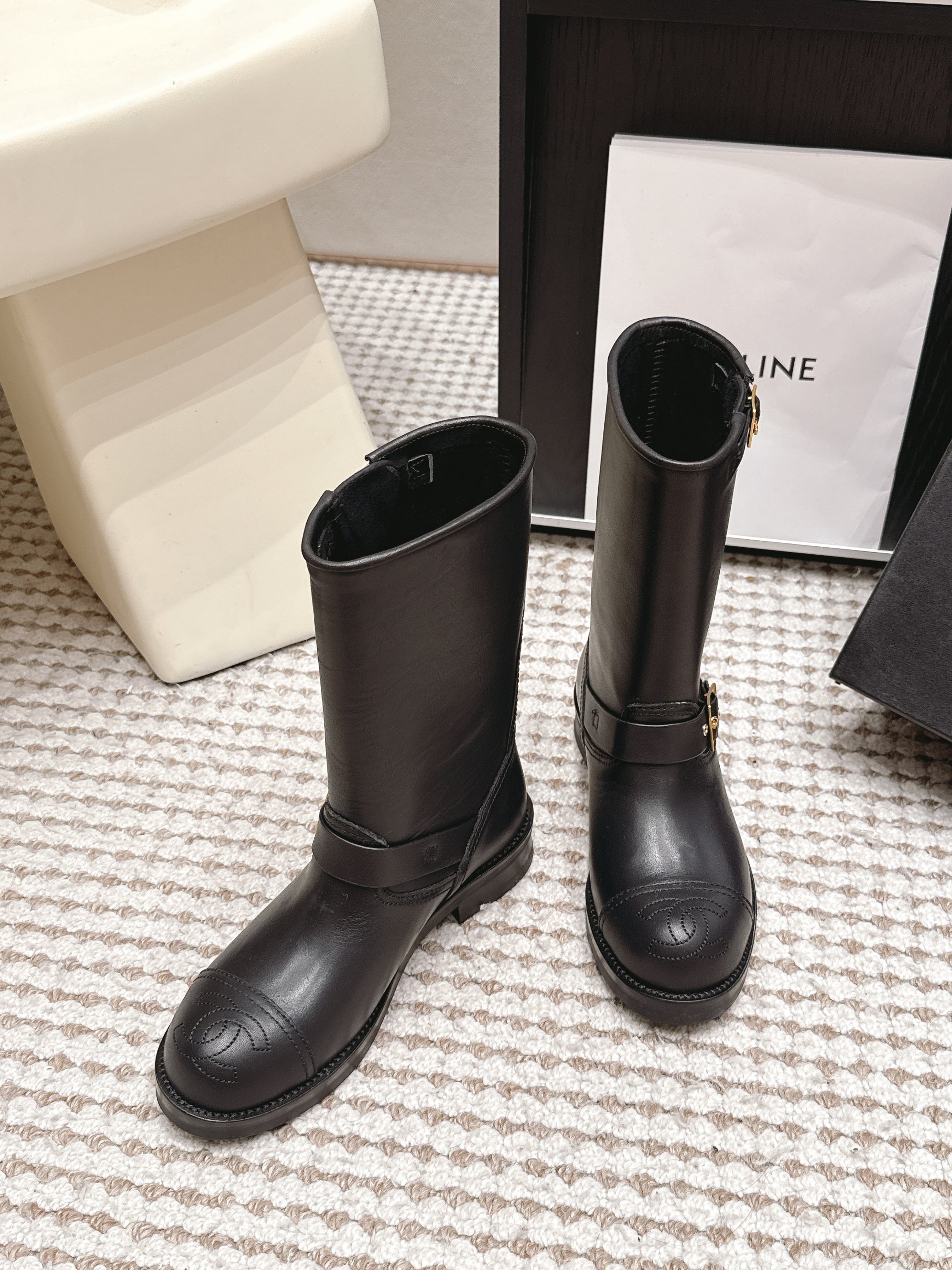 CC 26 Vintage Engineer Boots Black Leather 930517
