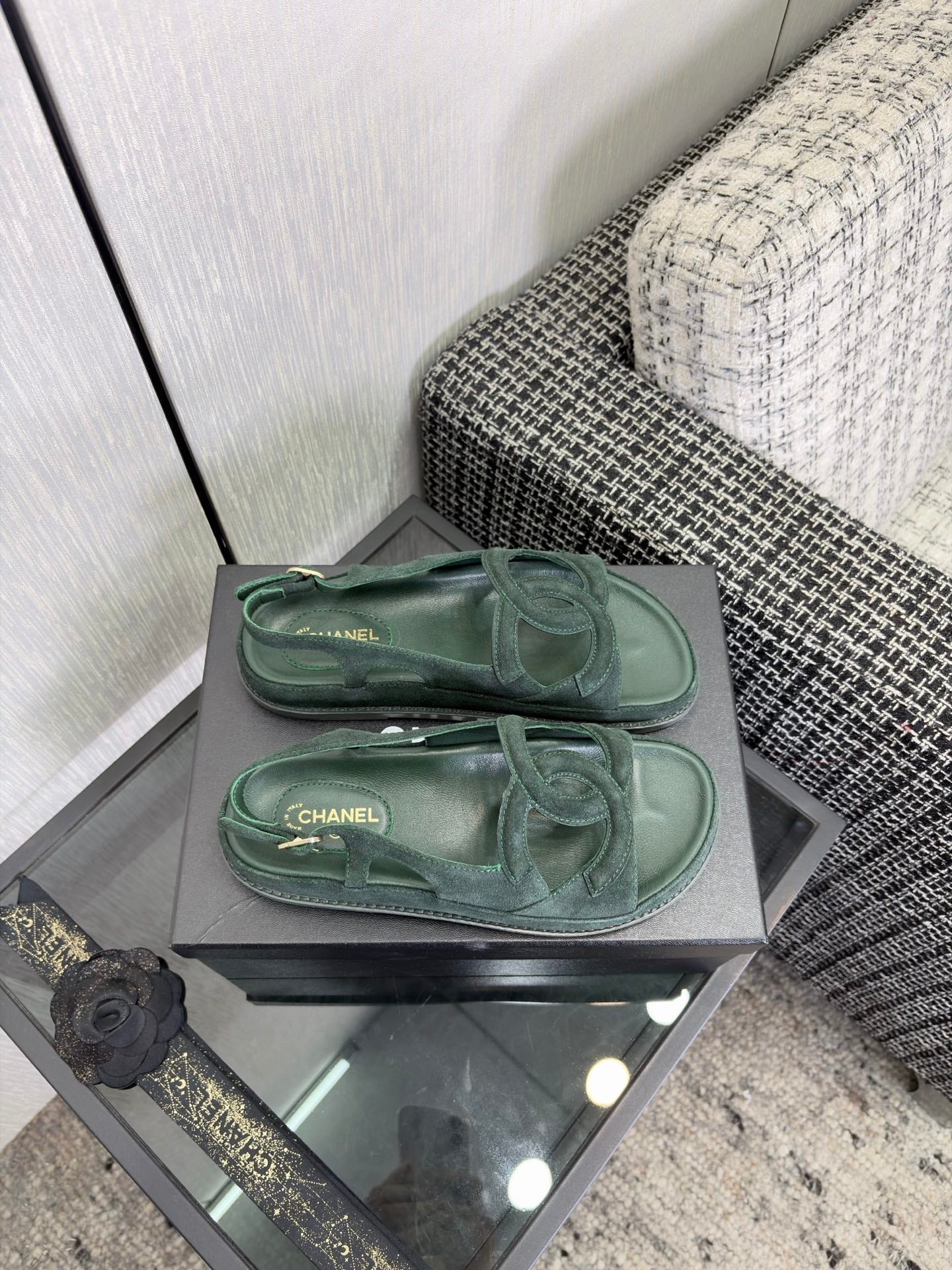 CC Sandals Green Suede Leather 935909