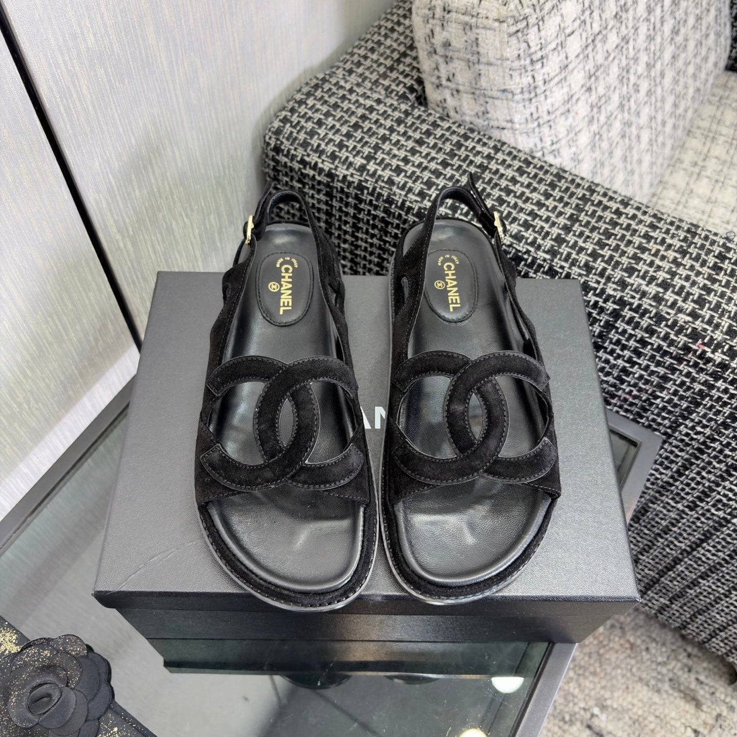 CC Sandals Black Suede Leather 935908