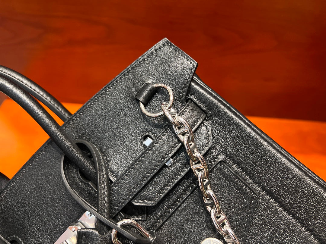 HM Limited Edition Birkin Rock 25cm Handbag Black Evergrain