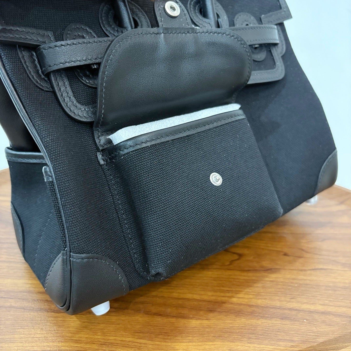HM Birkin Cargo 25CM Handbag Black Swift Canvas