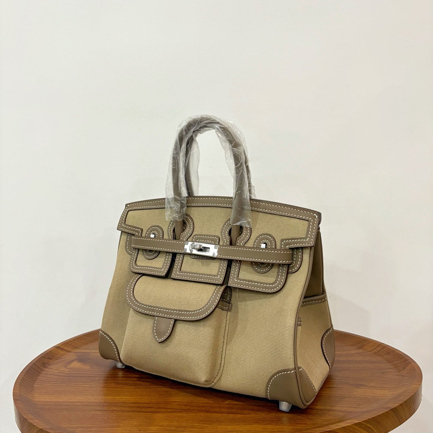 HM Birkin Cargo 25CM Handbag Etoupe Swift Canvas