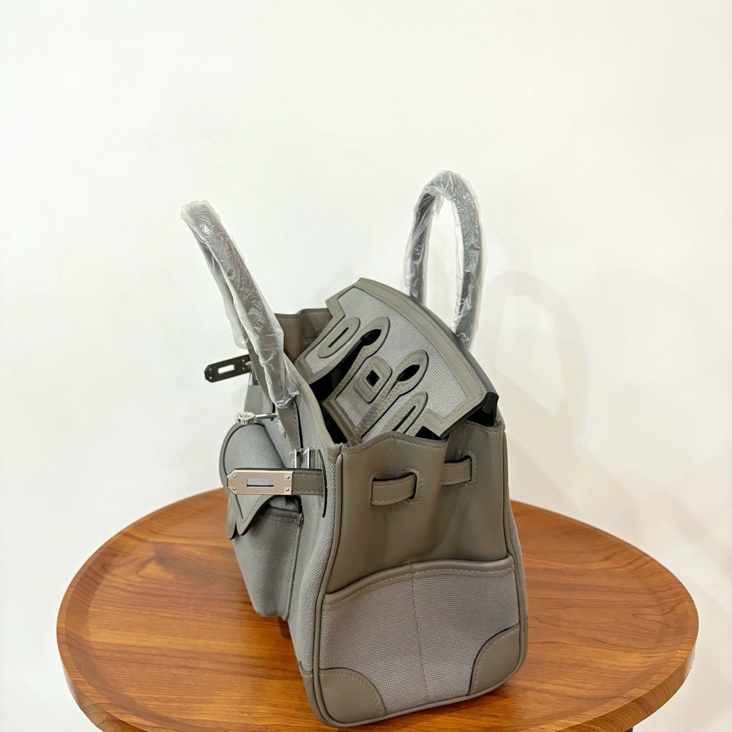 HM Birkin Cargo 25CM Handbag Grey Swift Canvas