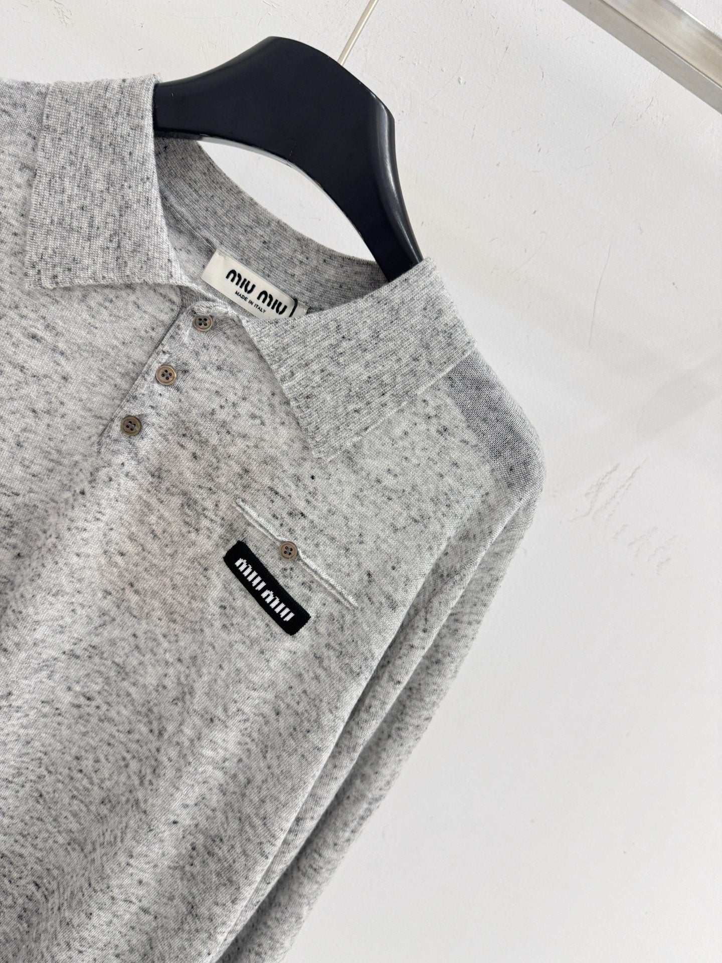 Miu Logo Patch Knit Polo Sweater Wool 794377