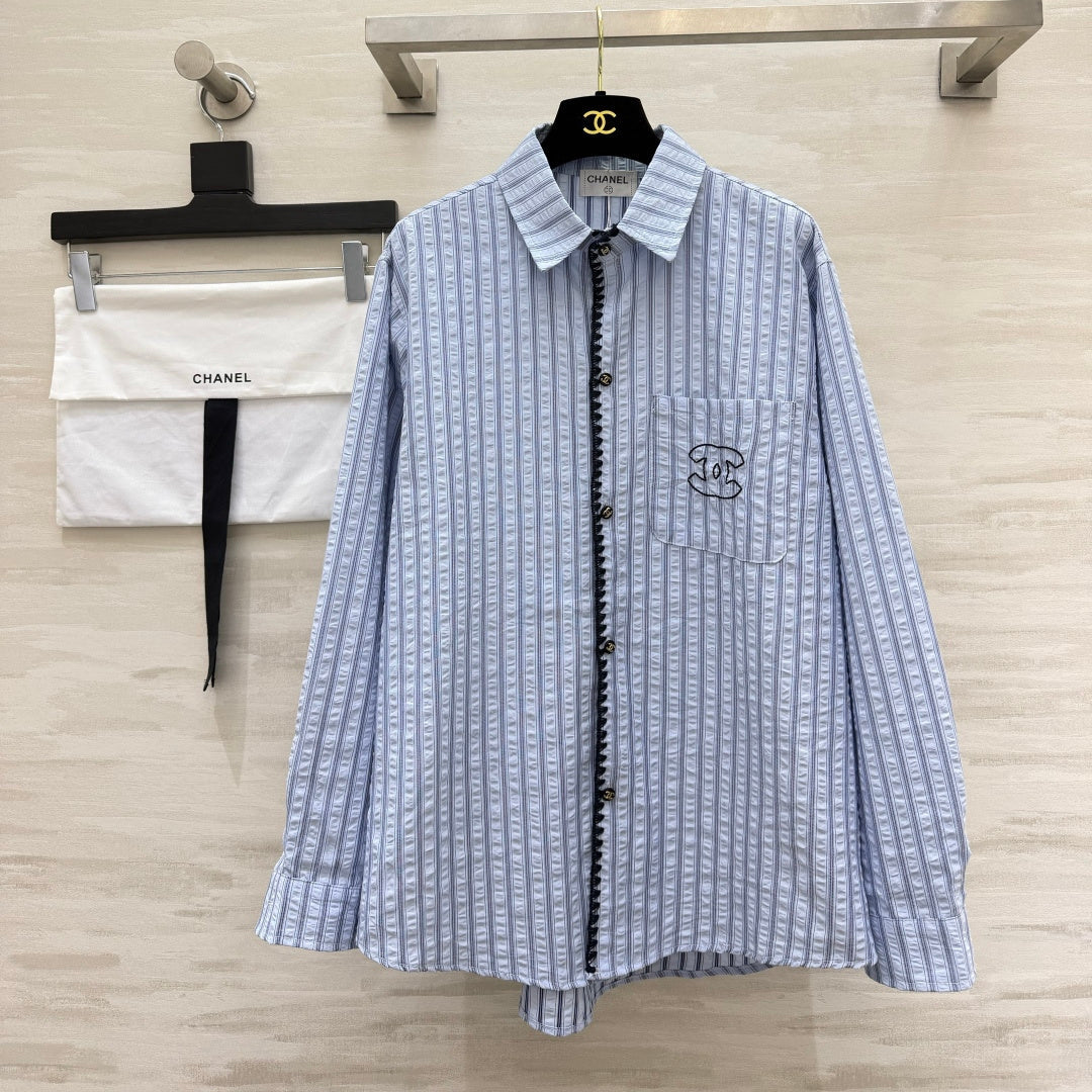 CC Striped Blouse Embroidered Logo 416090