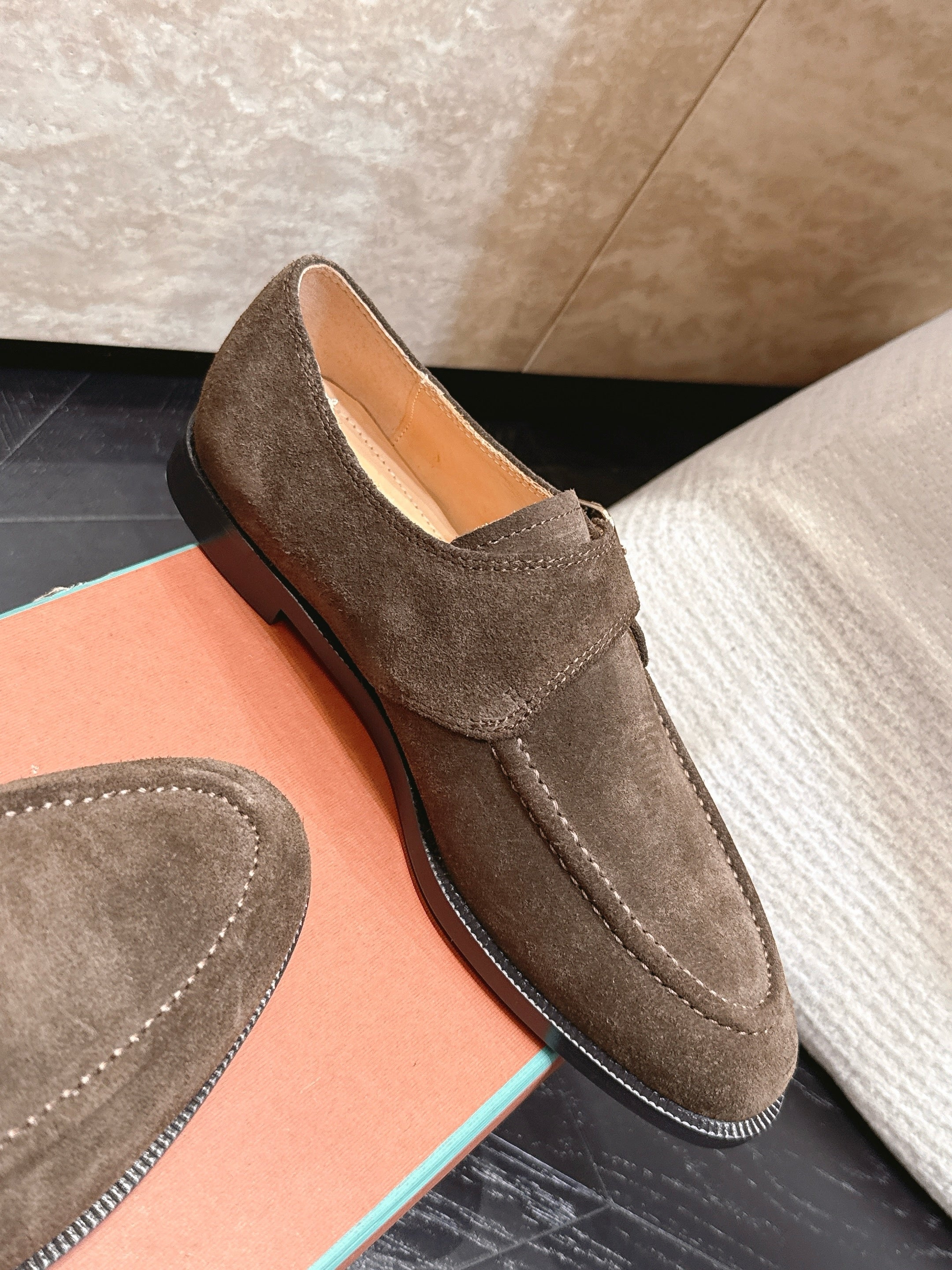 LP Single Monk Strap Loafers Buckle Dark Brown Suede 954481