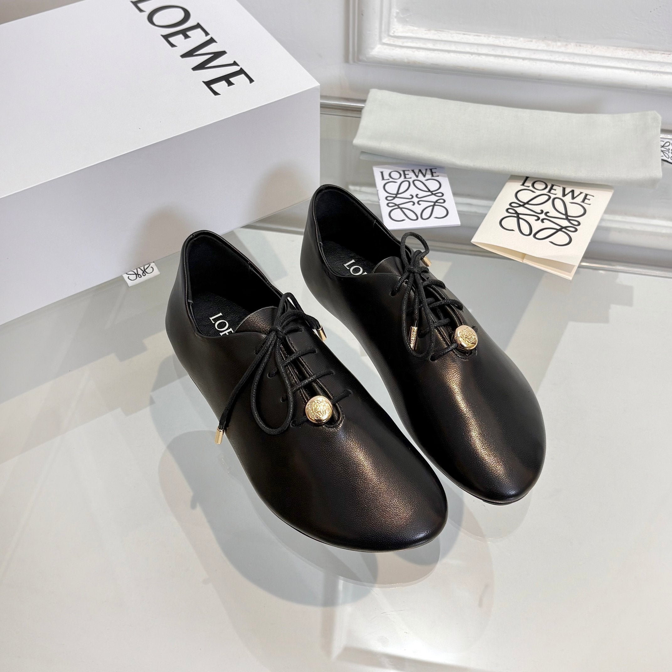 LW Pebble Lace-Up Shoes Black Nappa Sheepskin 984751