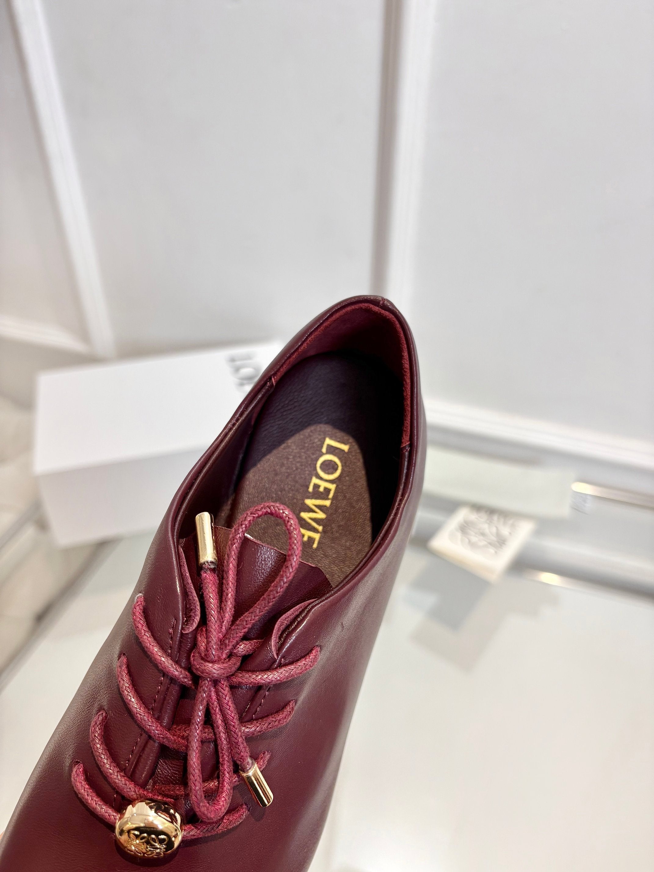 LW Pebble Lace-Up Shoes Burgundy Nappa Sheepskin 984748
