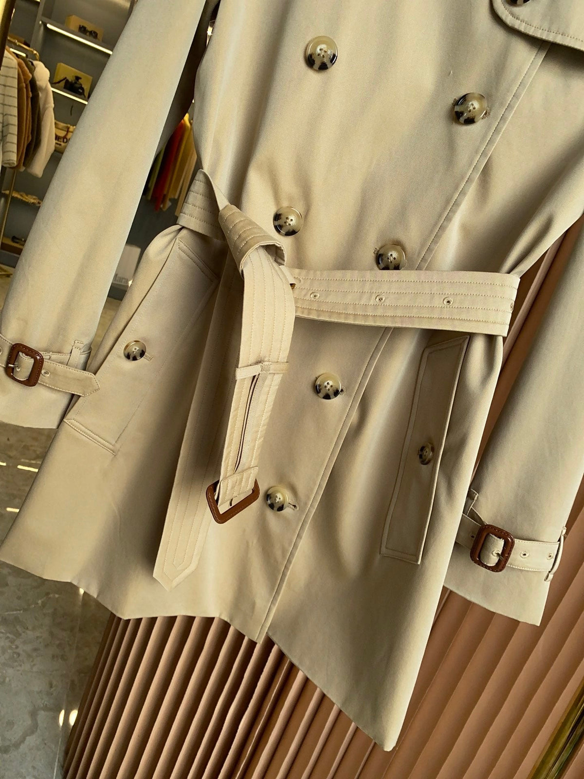 BRR Heritage Short Trench Coat Beige Gabardine 427305