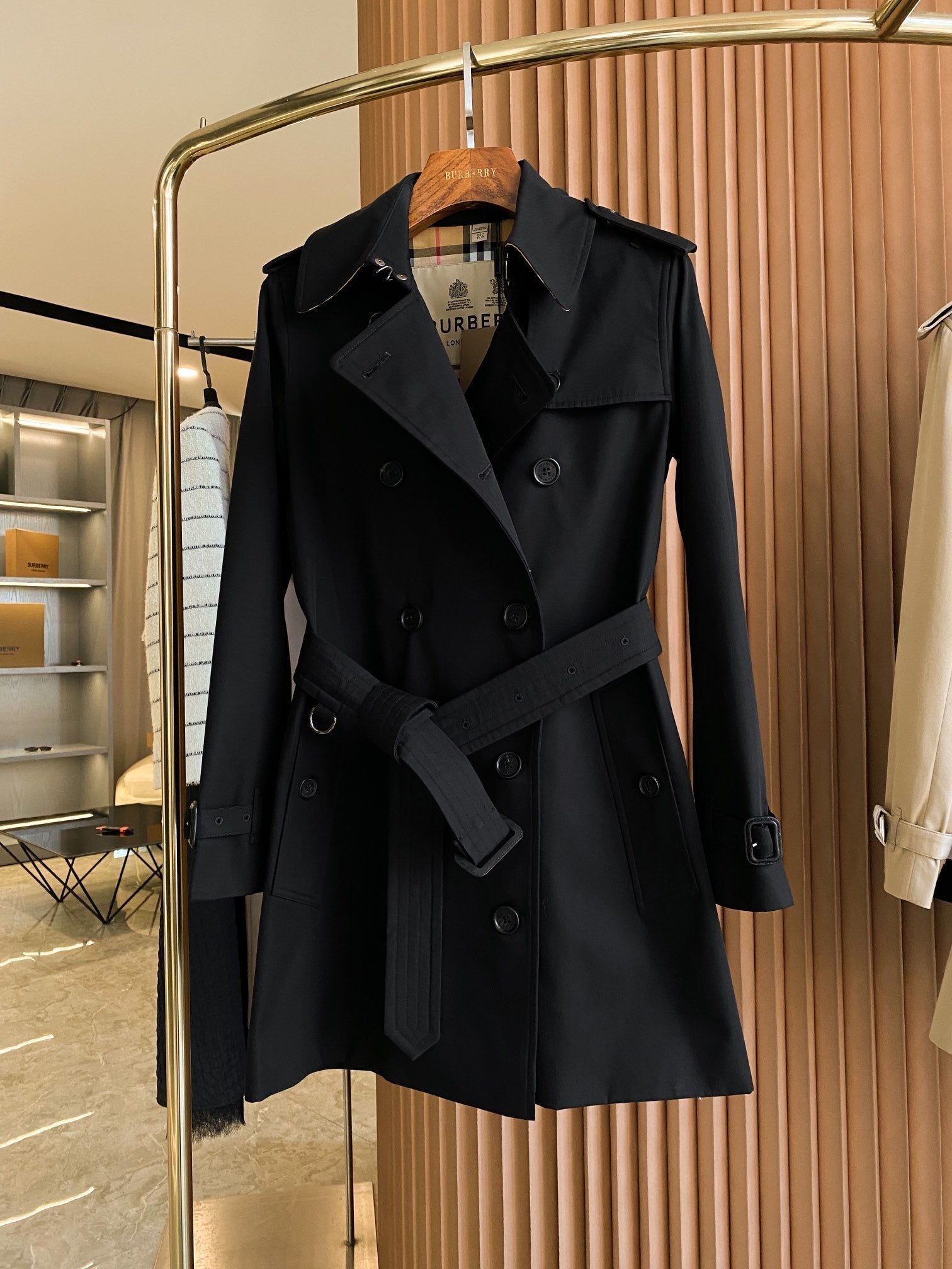 BRR Heritage Short Trench Coat Black Gabardine 427306