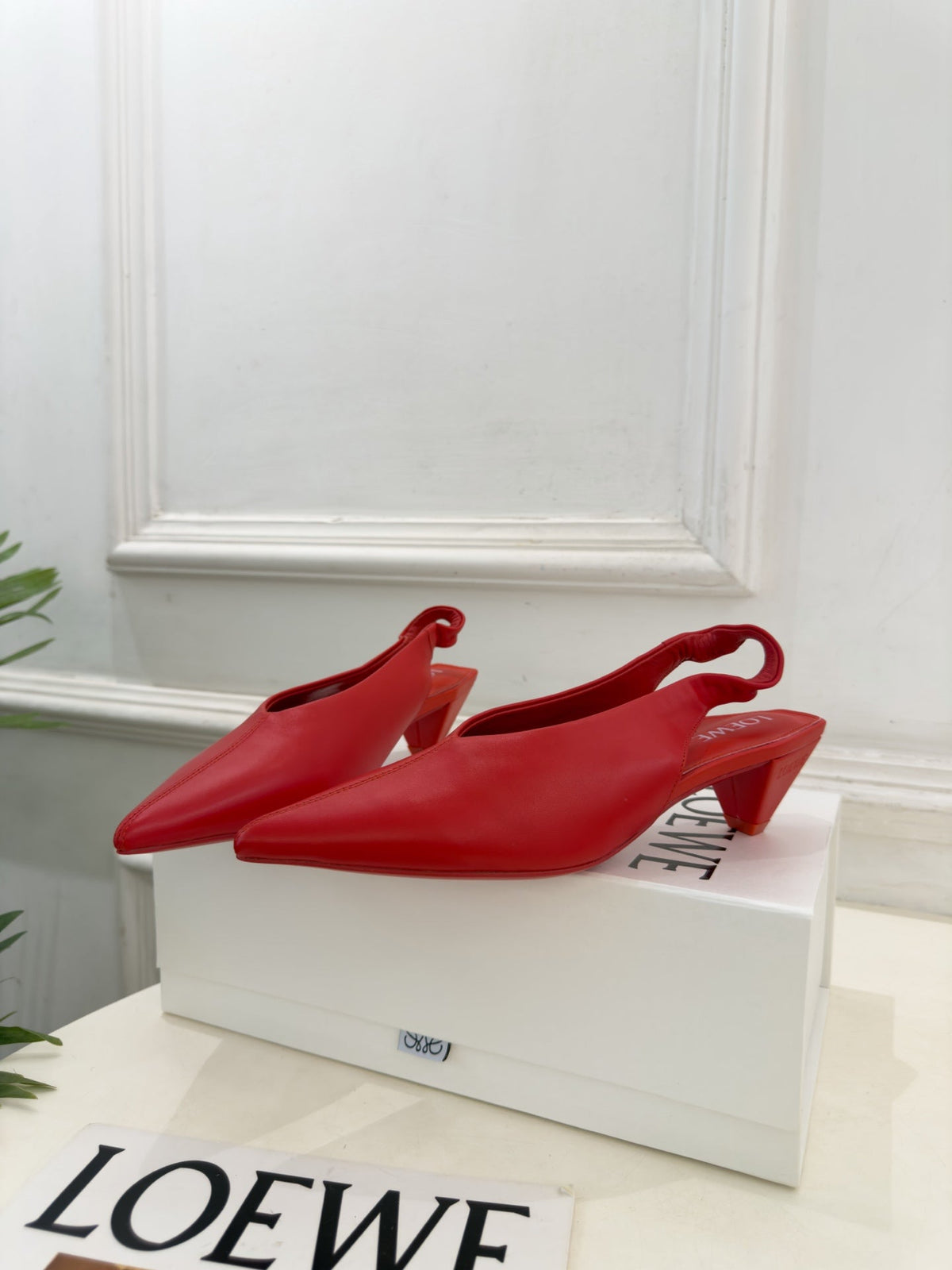 LW 26S Origami Slingback Pumps 4.5cm Red Leather 111584