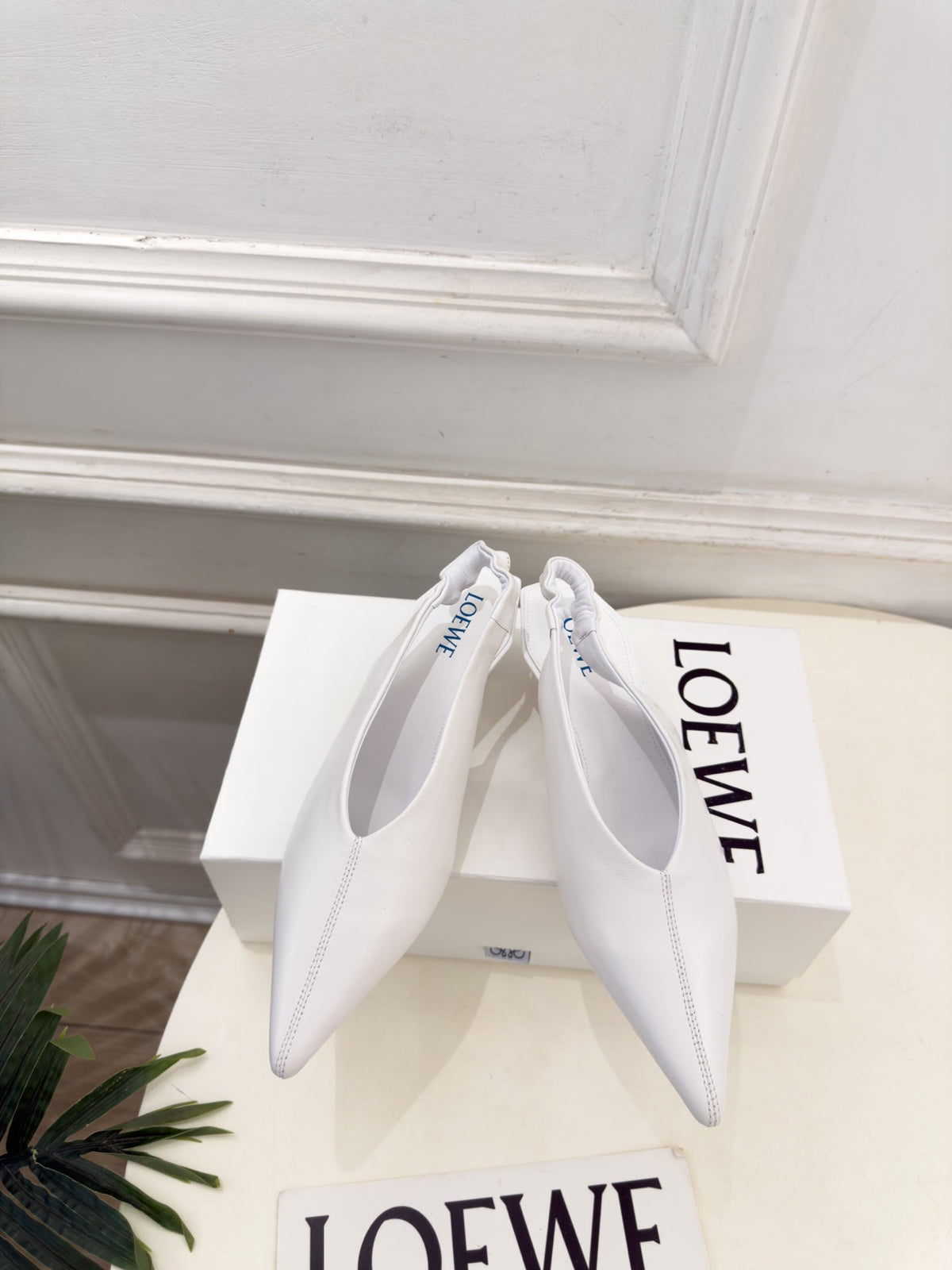 LW 26S Origami Slingback Pumps 4.5cm White Leather 111583
