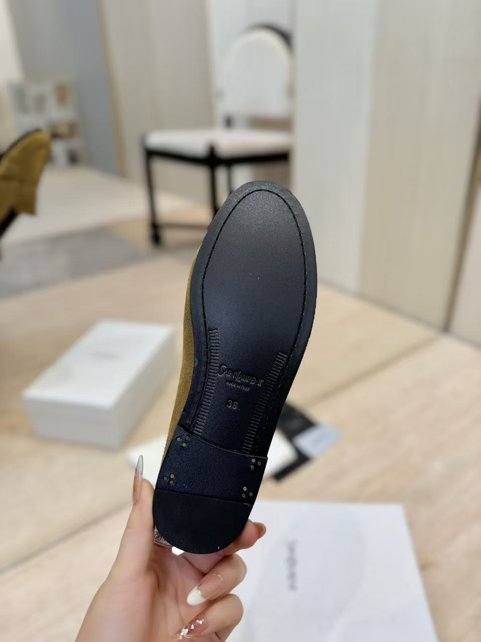 YSL 26ss Loafer Mules Brown Calfskin Suede