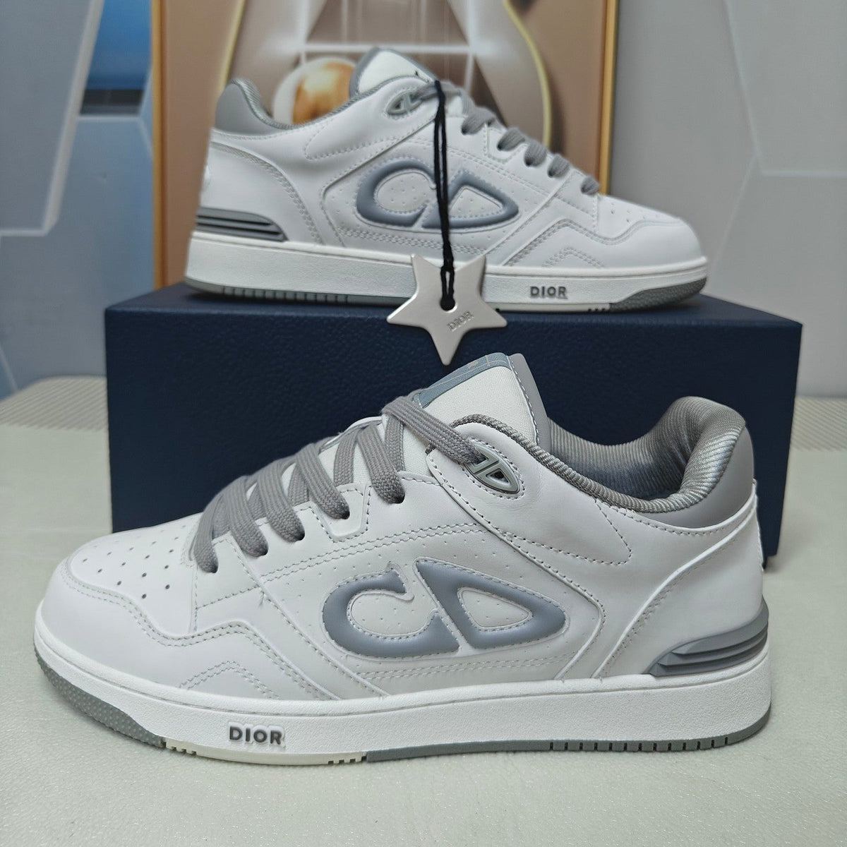 CD 26s Low Top Sneaker White Grey Calfskin 831492