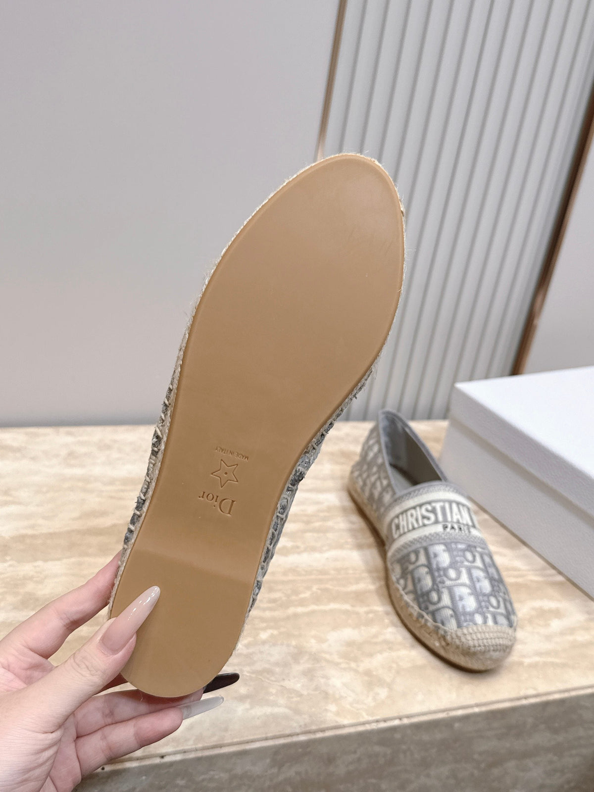 Dior 26s Granville Espadrille Light Grey Dior Oblique Embroidered Cotton
