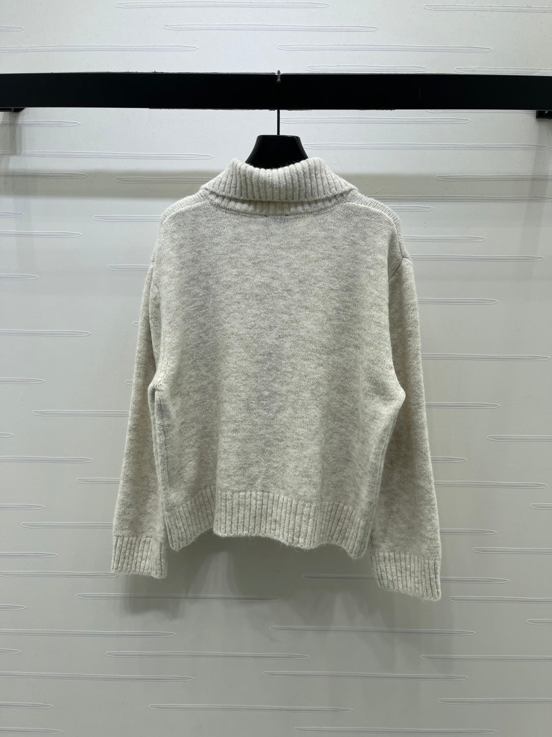 CC 26FW Textured-Trim Zip-Up Sweater CC Logo Cashmere 274028