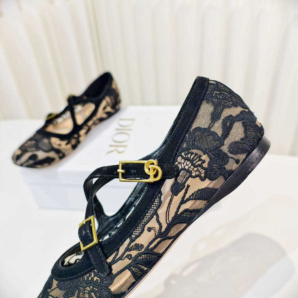 Dior 26s Mary Jane Flats Black Fabric