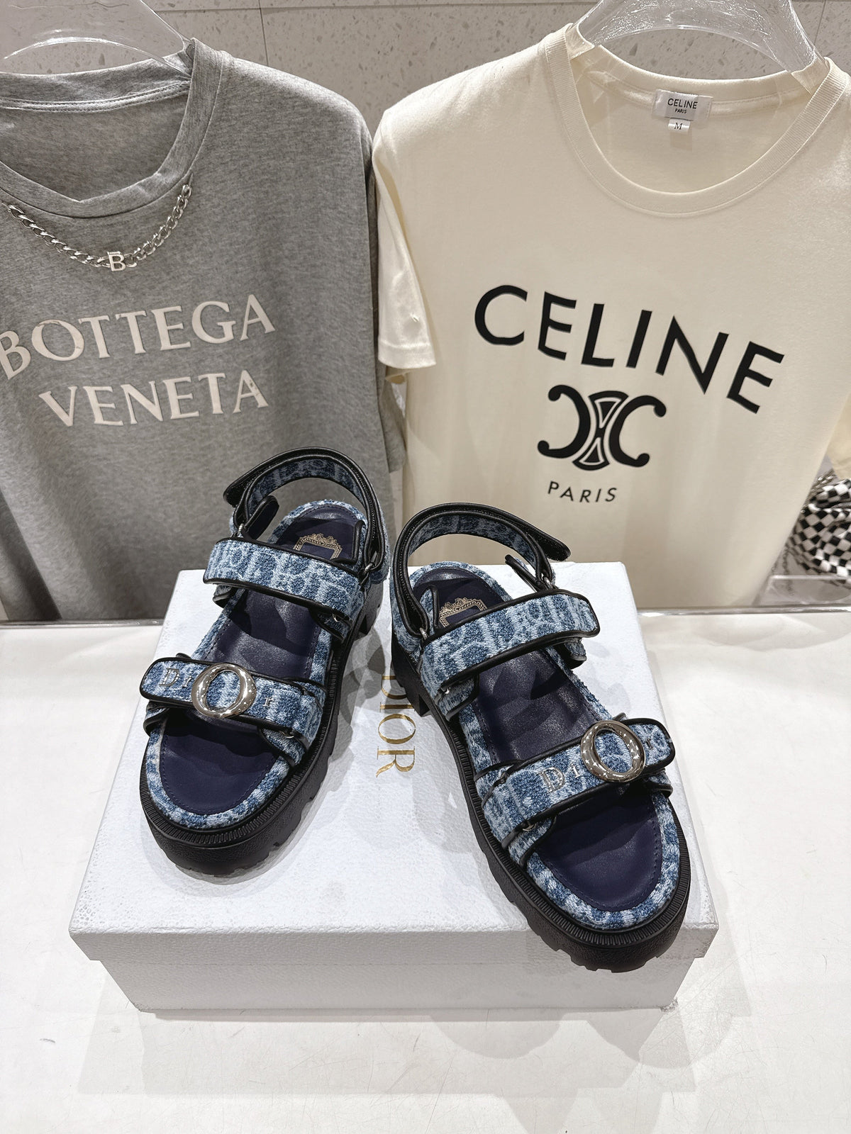 CD 26s D Wander Sandals Blue Dior Oblique Denim Silver Hardware 839204