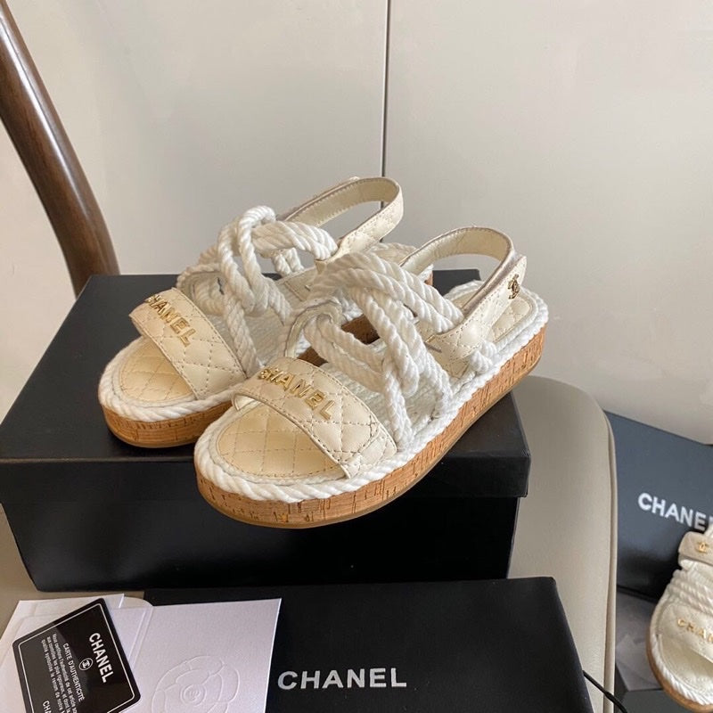 CC 26s Sandals White Fabric Calfskin 140031