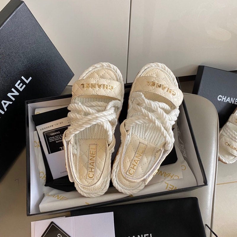 CC 26s Sandals White Fabric Calfskin 140031