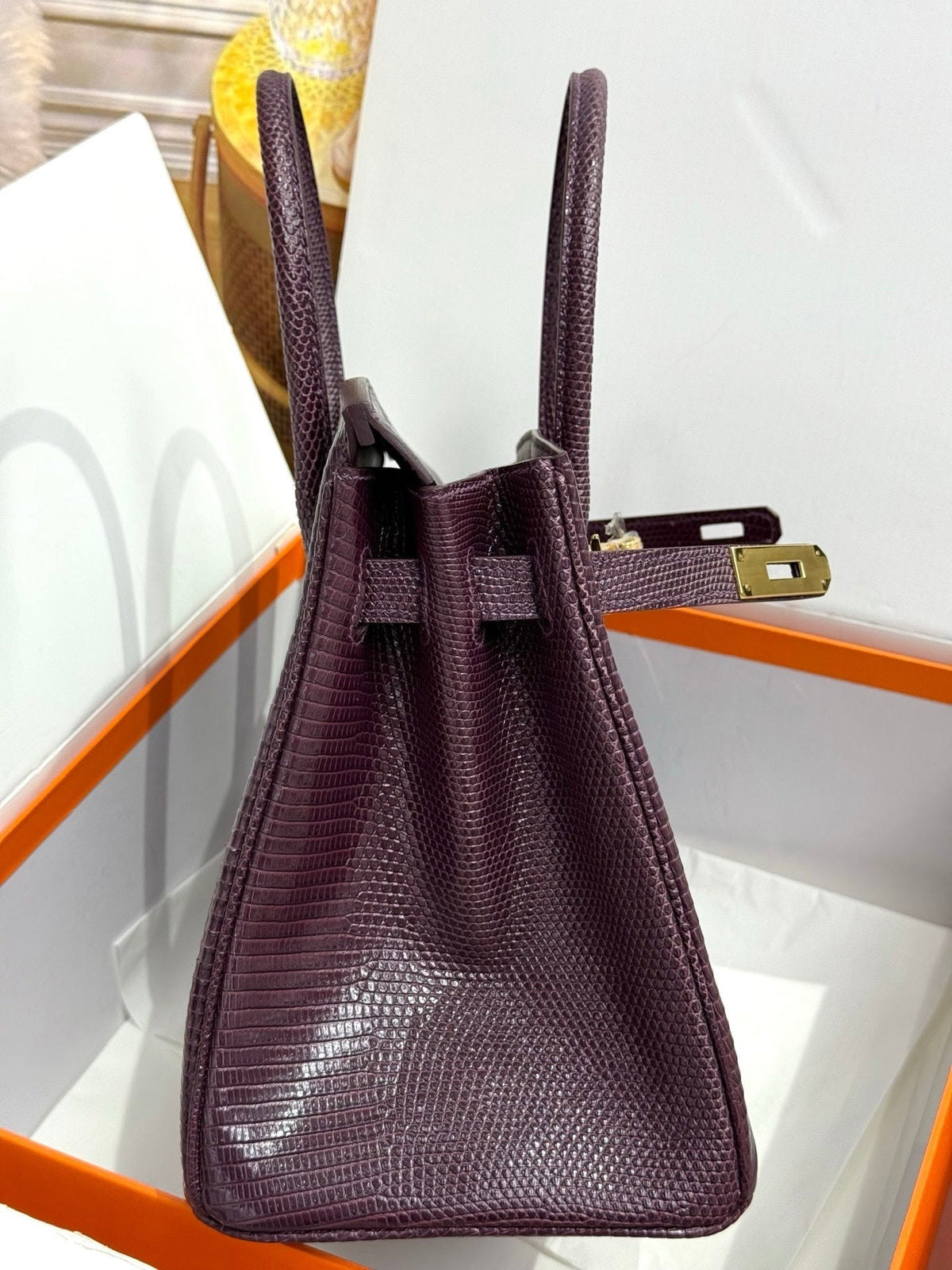 High-end Hermes 2026 Birkin Bag 30cm Deep Plum Lizard Skin