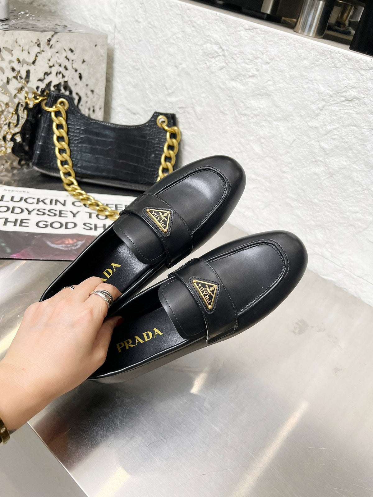 Prada 26S Classic Loafers Black Calfskin Logo