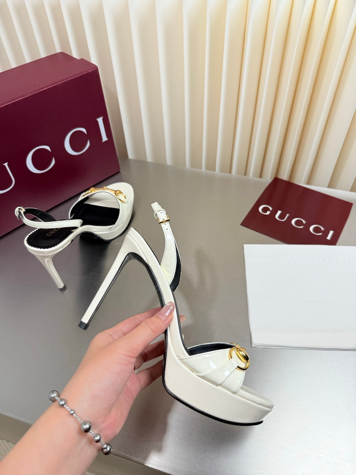 Gucci 26s Slingback Pump 10.5cm Cream White Calfskin