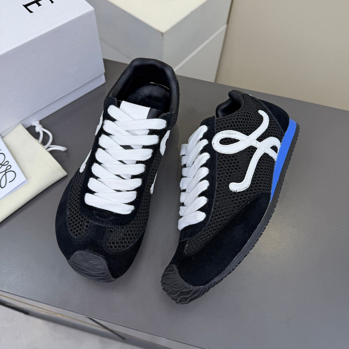 Loewe 26S Runner 2.0 Sneakers in Black Suede and Mesh Fabric