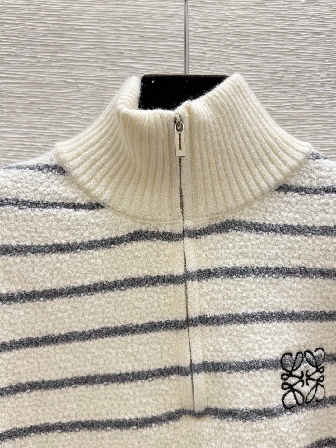 LW 26FW Striped Half-Zip Knit Sweater High Collar Chest Logo Wool 313348