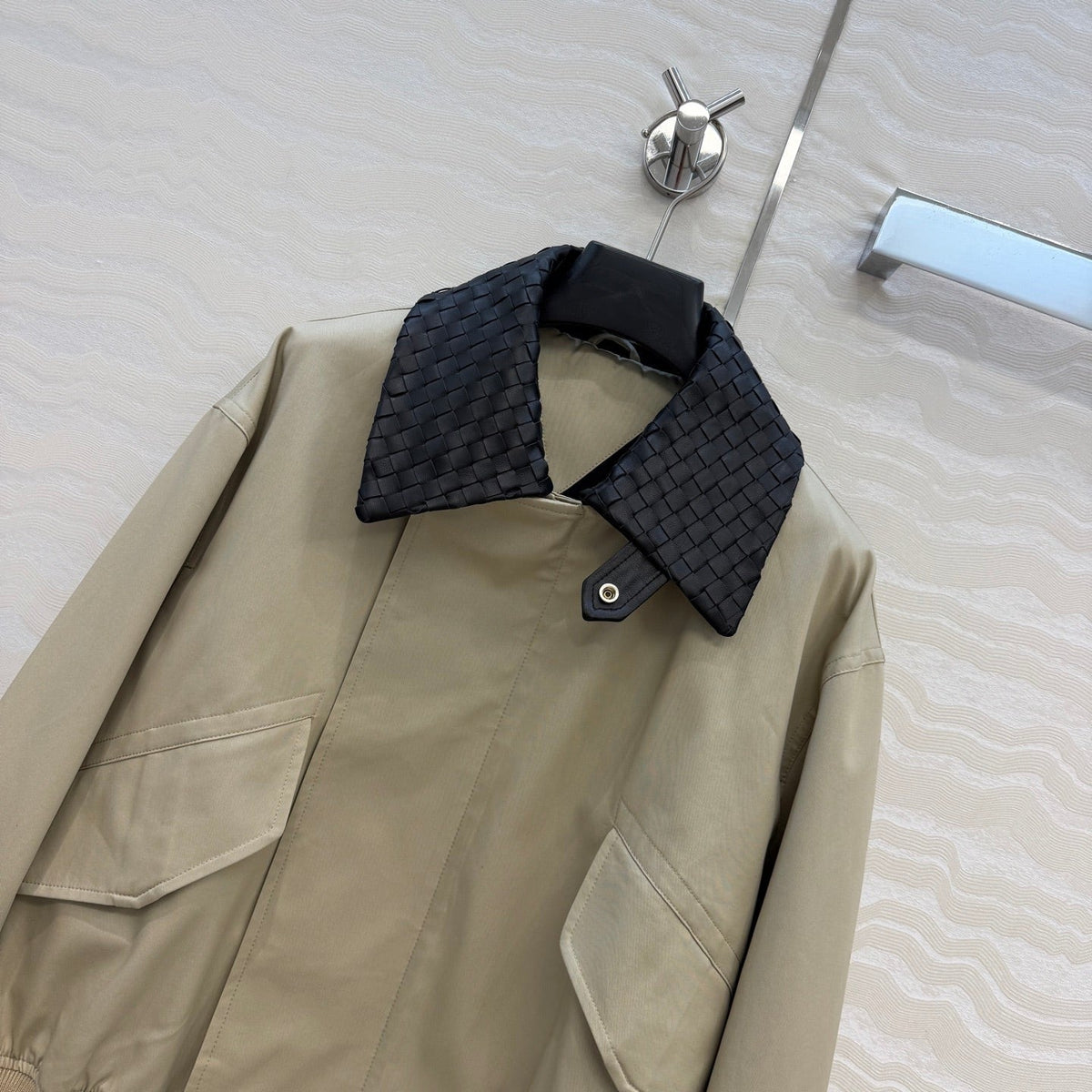 BV 26S Intrecciato Leather-Trimmed Jacket Polyester 435625