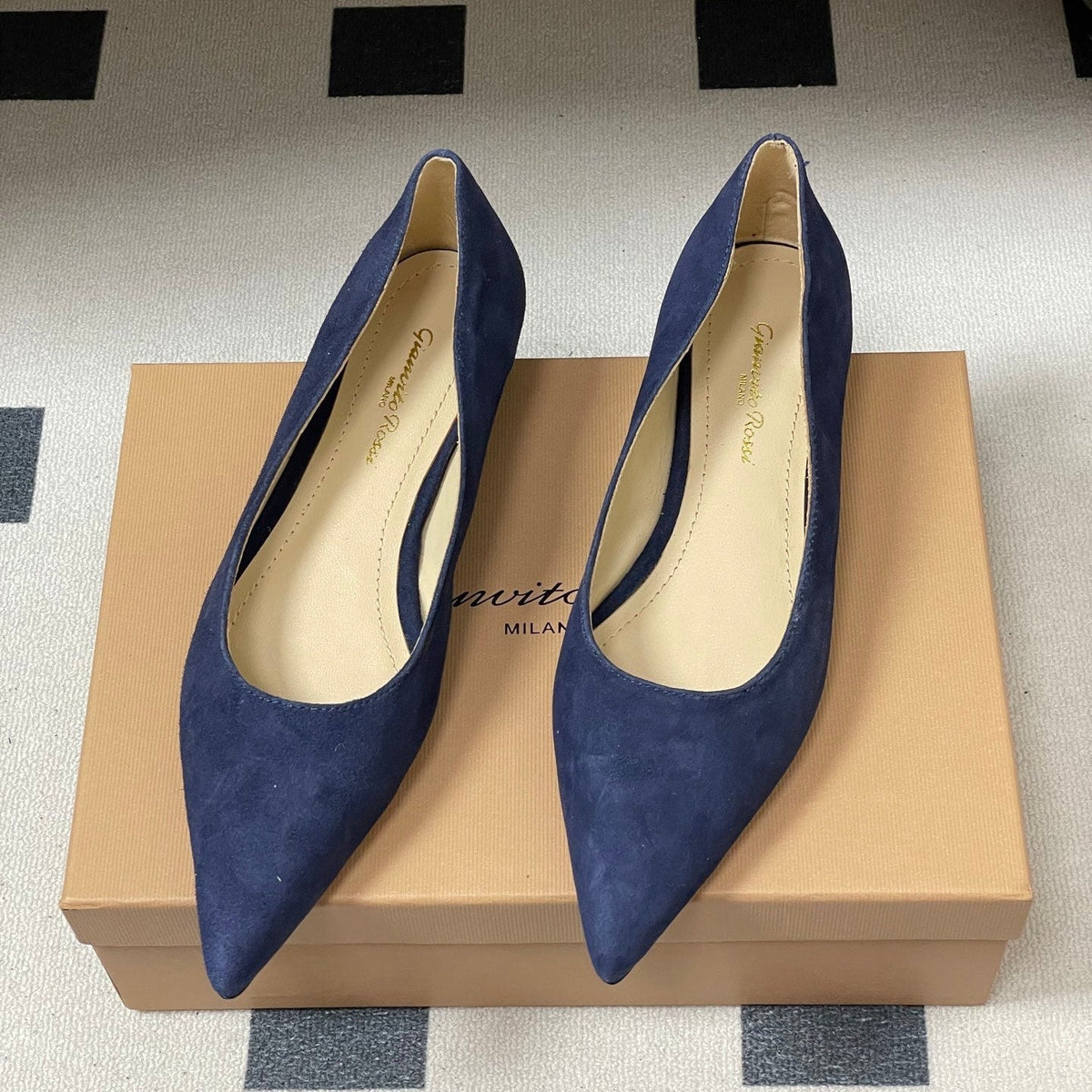 GR 26s Flats Navy Blue Suede 164788