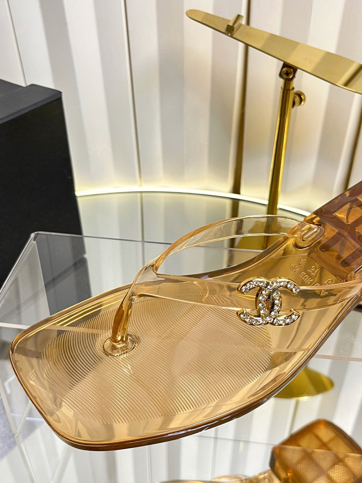 Chanel 26s Transparent Thong Sandals Brown PVC