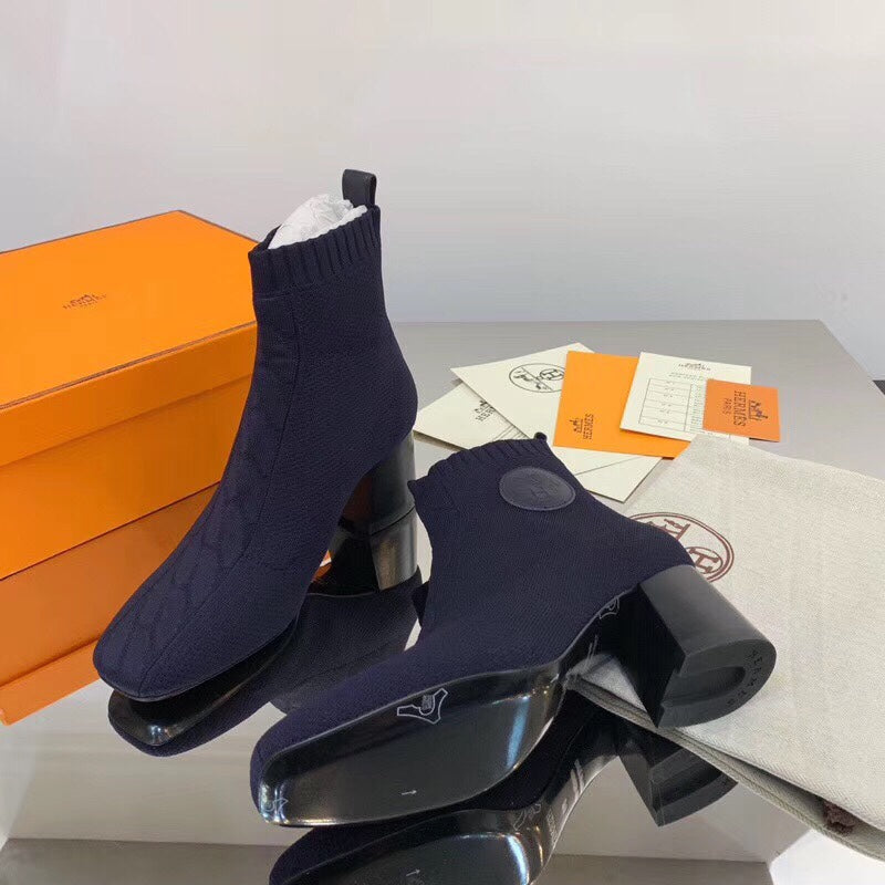 HM Volver Ankle Boot Navy Blue Fabric 546188