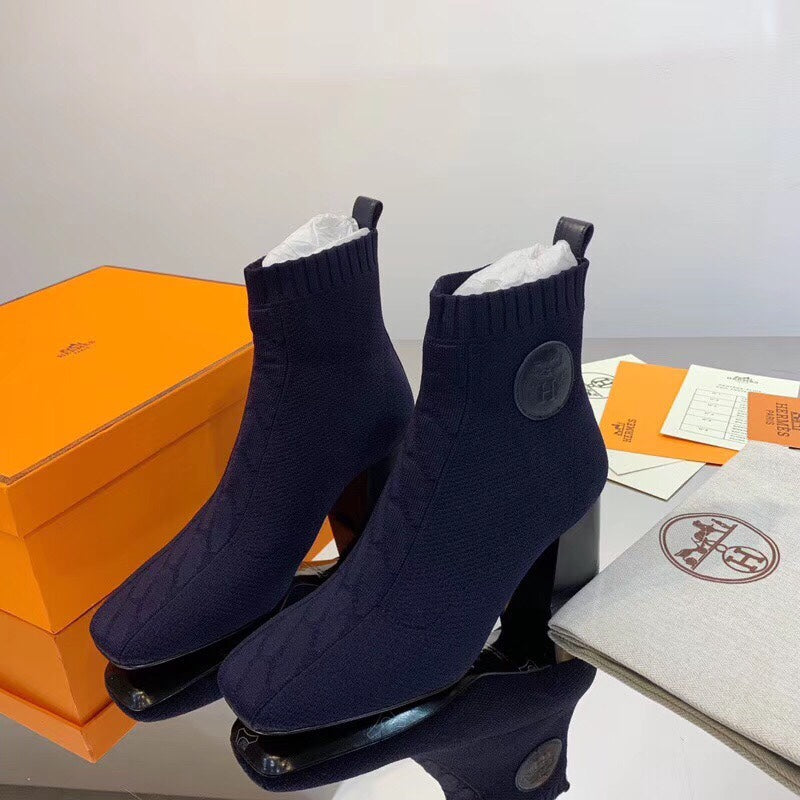 HM Volver Ankle Boot Navy Blue Fabric 546188