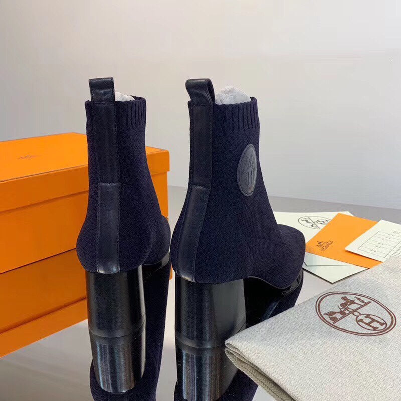 HM Volver Ankle Boot Navy Blue Fabric 546188