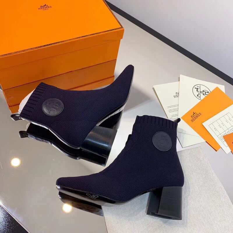 HM Volver Ankle Boot Navy Blue Fabric 546188