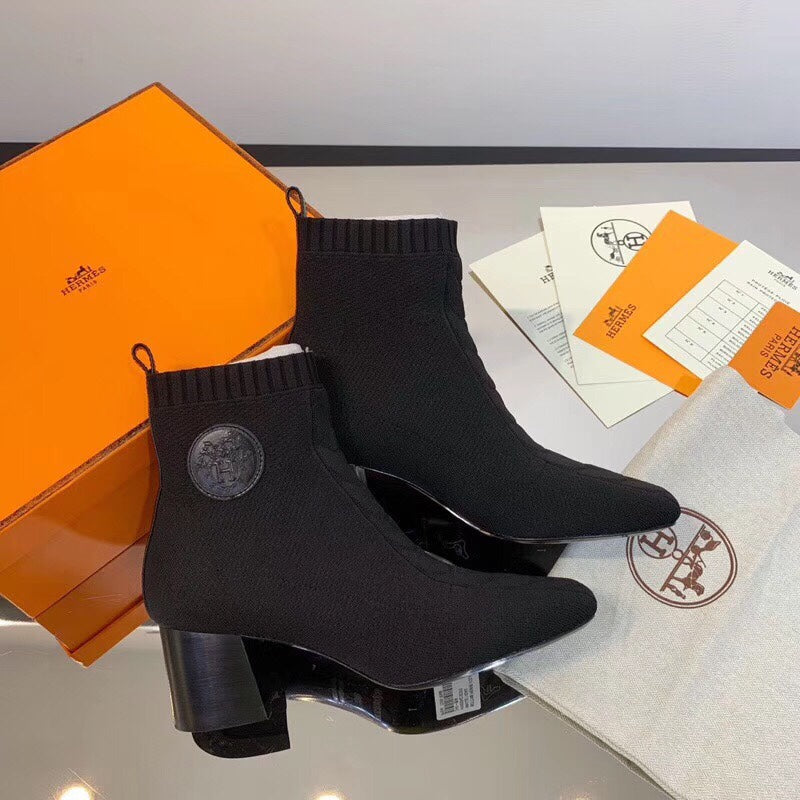 HM Volver Ankle Boot Black Fabric 546189