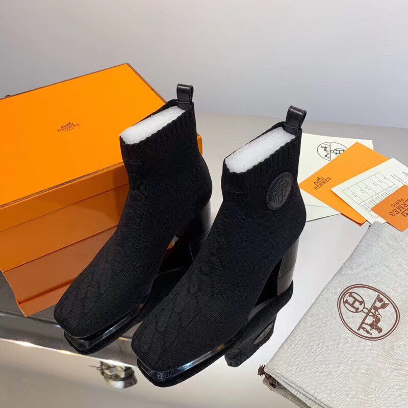 HM Volver Ankle Boot Black Fabric 546189