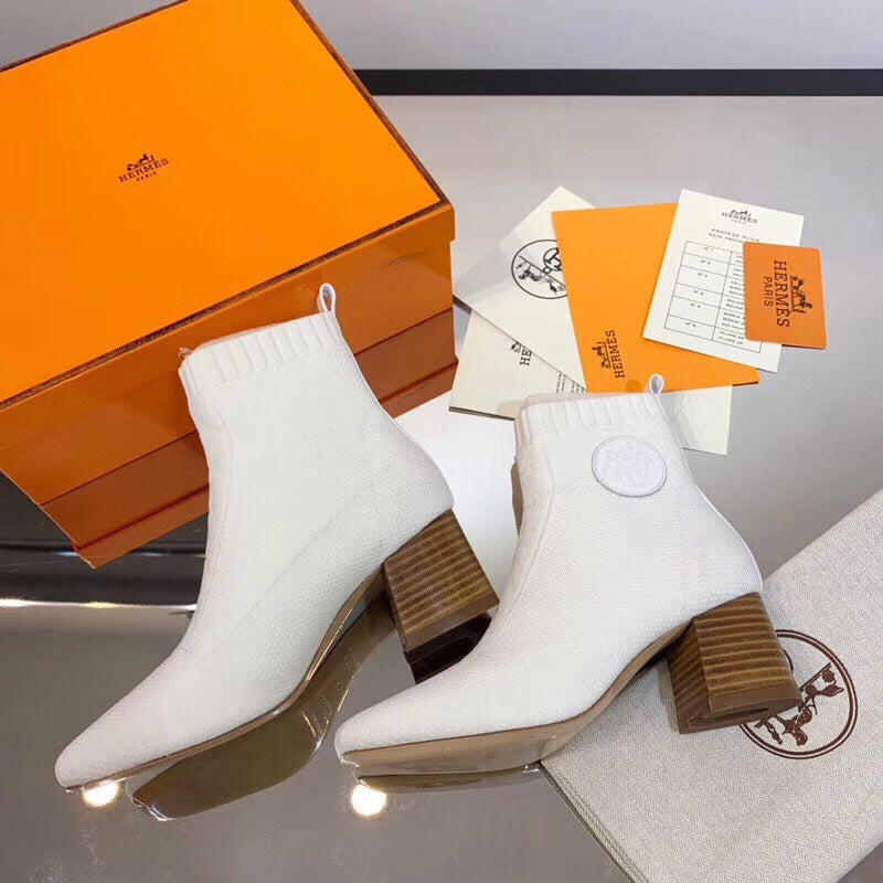 HM Volver Ankle Boot White Fabric 546190