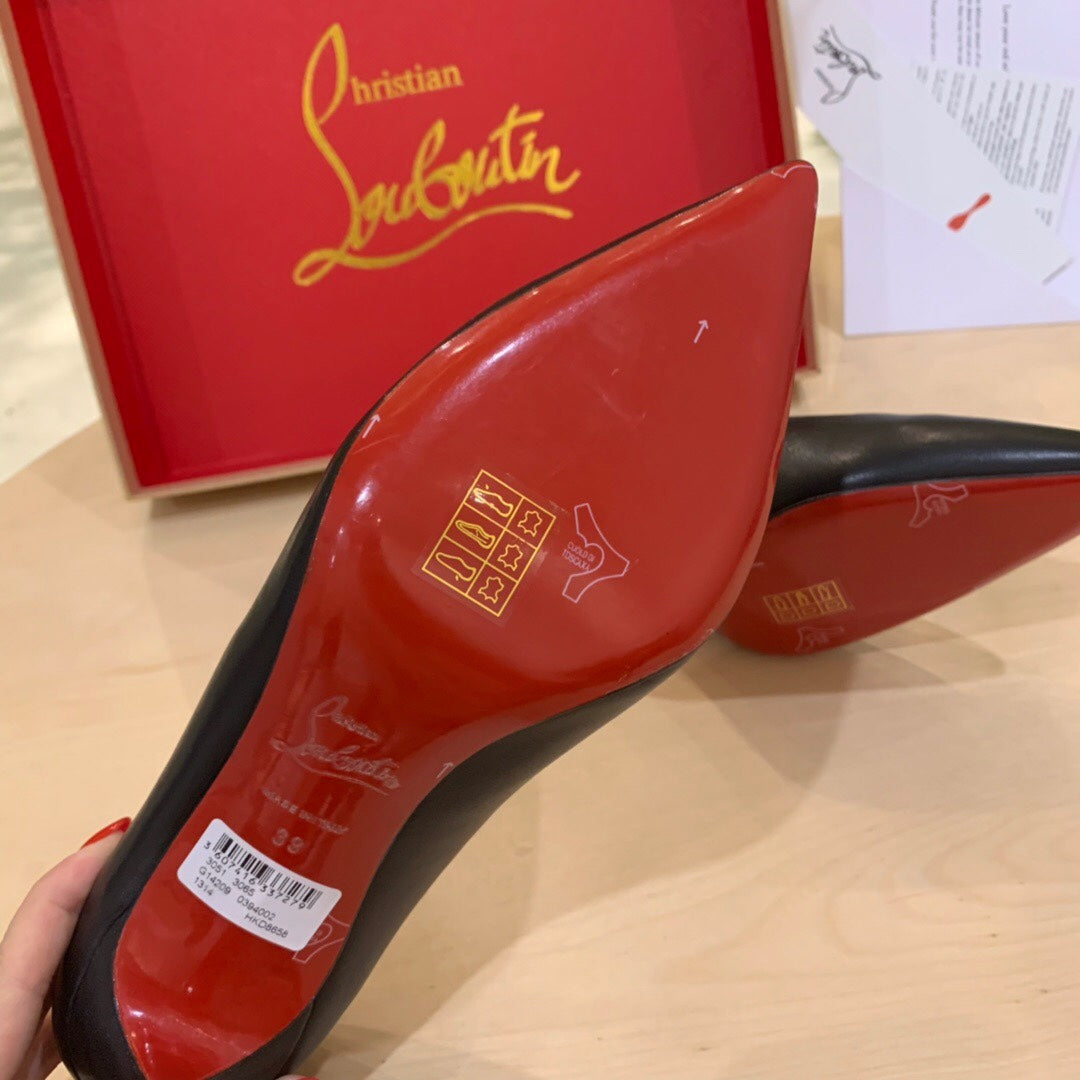 cl kate 100mm pumps black red calfskin