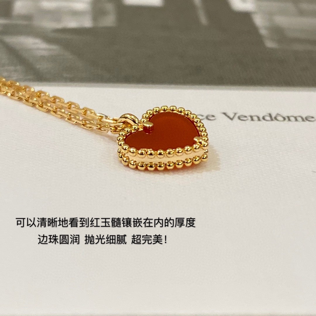 VCA Limited Mini Heart Red Necklace Gold