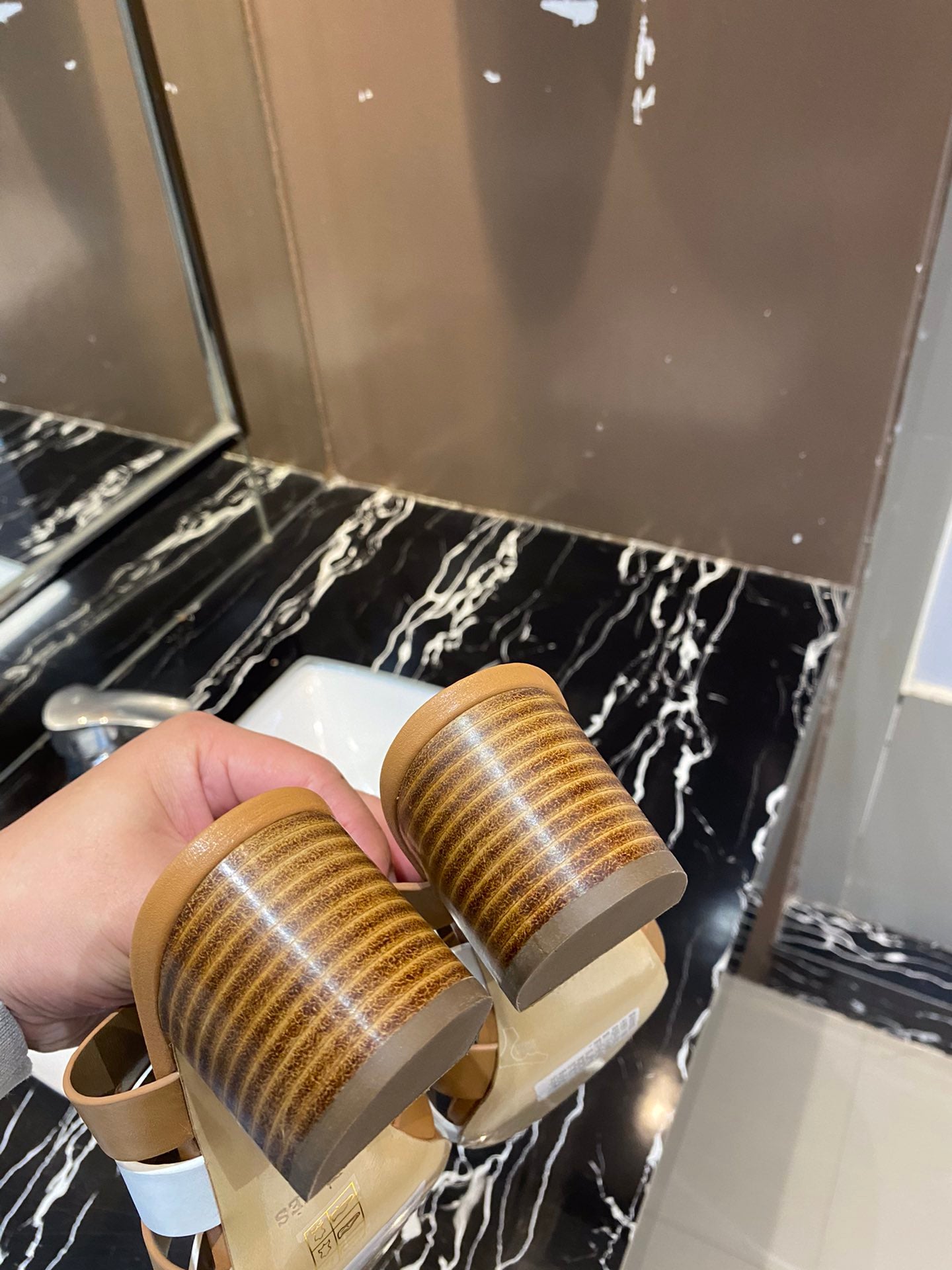 HM Amica Sandals 50mm Brown White Sheepskin 546229