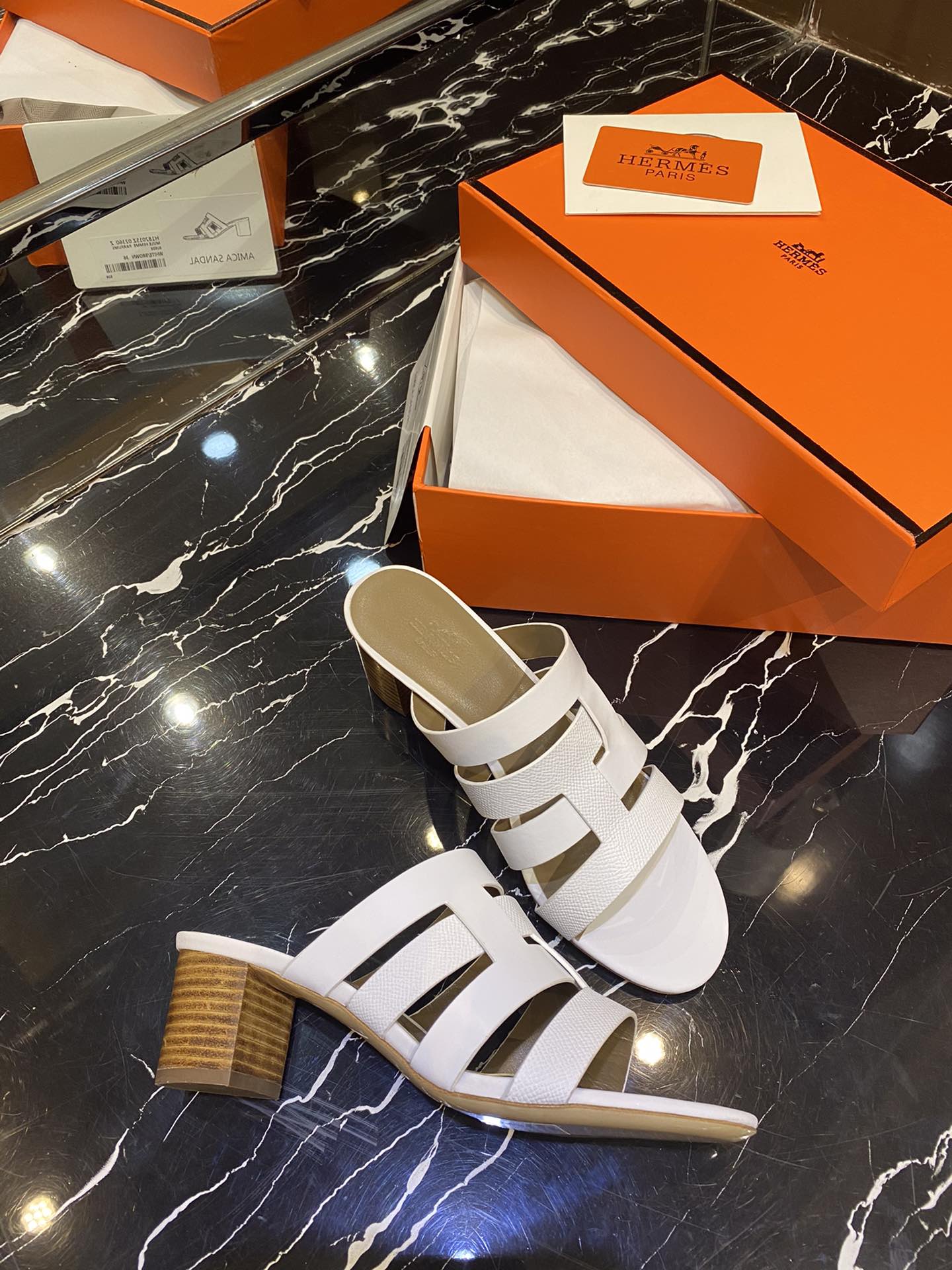 HM Amica Sandals 50mm White Sheepskin 546227