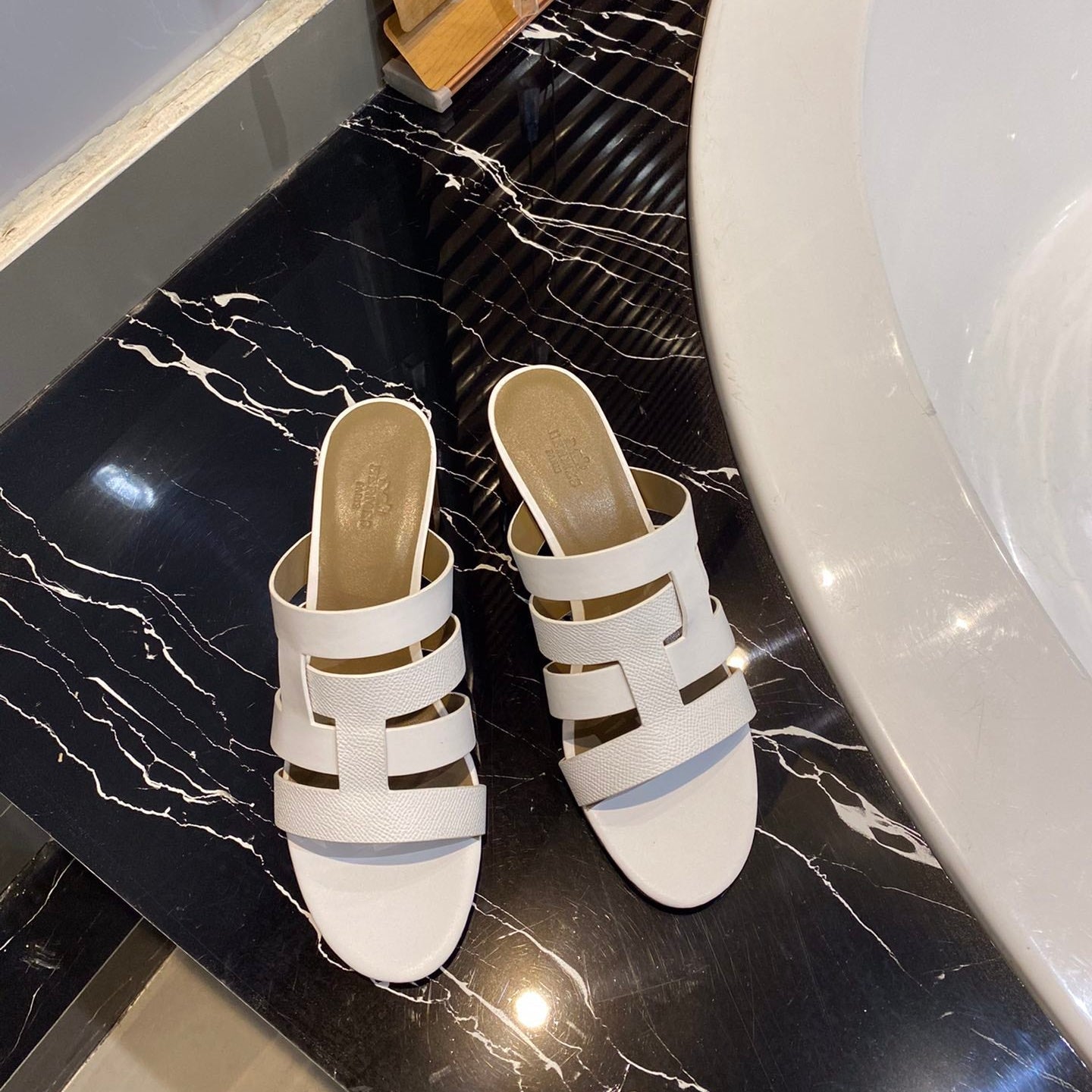 HM Amica Sandals 50mm White Sheepskin 546227