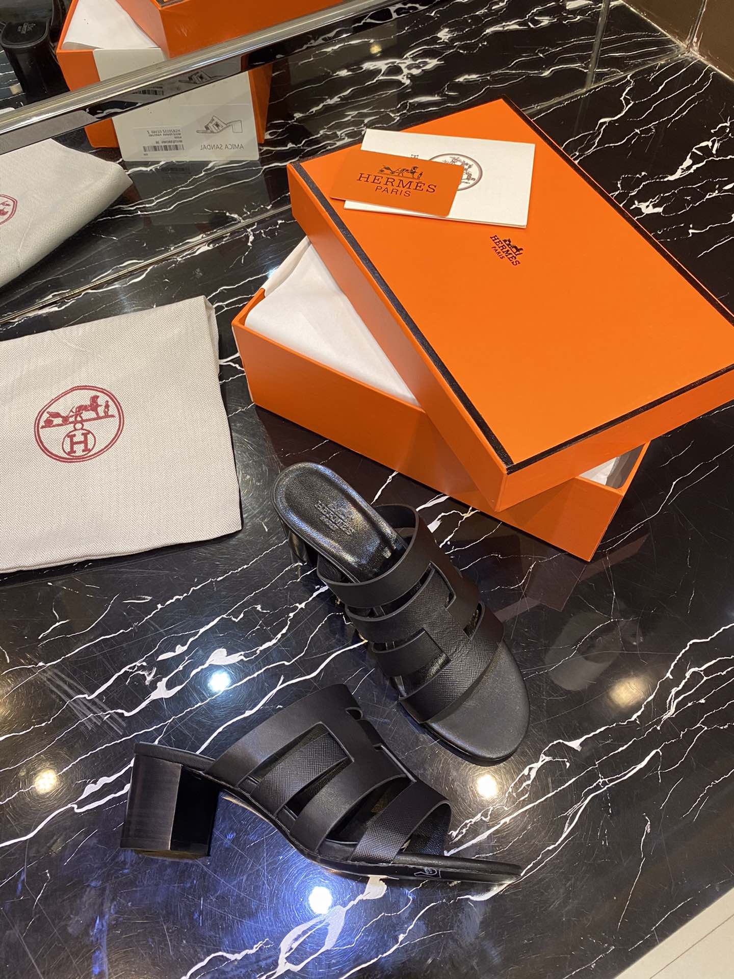 HM Amica Sandals 50mm Black Sheepskin 546228