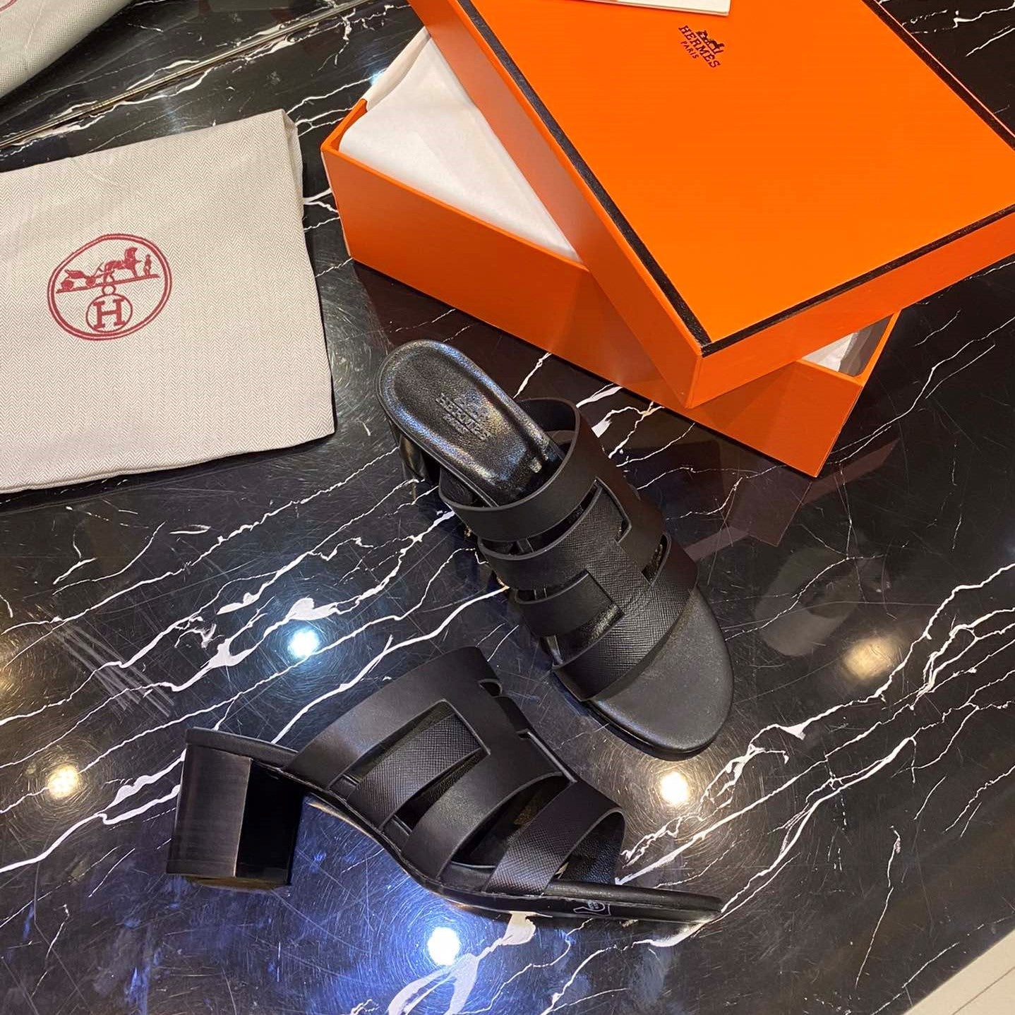 HM Amica Sandals 50mm Black Sheepskin 546228