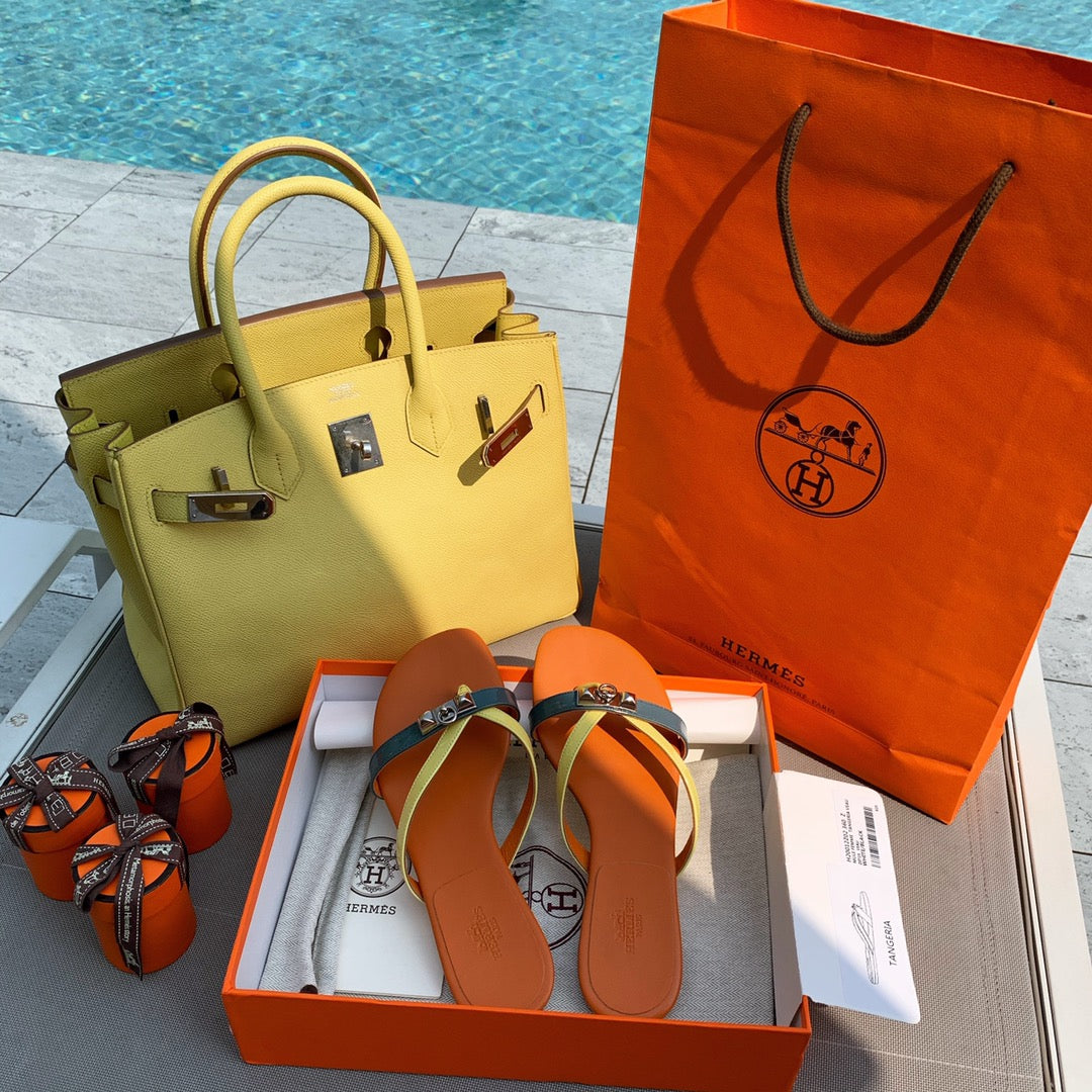 HM Medor Slippers Orange Cowhide 546247