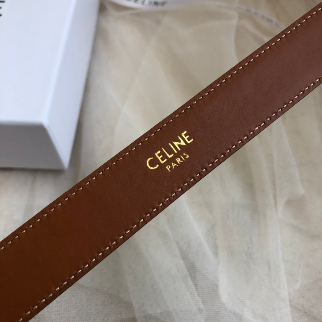 CL Gold 25mm Triomphe Enamel Brown Calfskin 562437